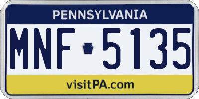 PA license plate MNF5135