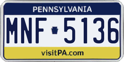 PA license plate MNF5136