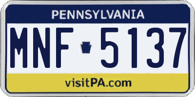 PA license plate MNF5137