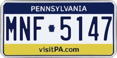 PA license plate MNF5147