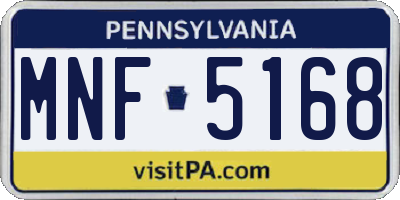 PA license plate MNF5168