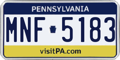 PA license plate MNF5183