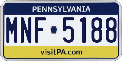 PA license plate MNF5188