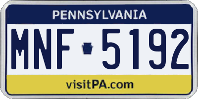 PA license plate MNF5192