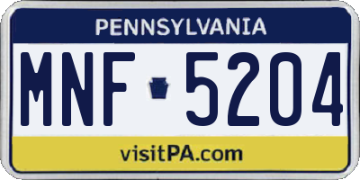 PA license plate MNF5204
