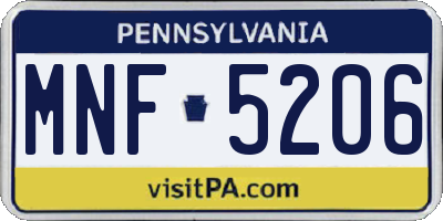 PA license plate MNF5206