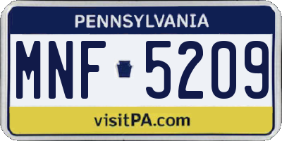 PA license plate MNF5209