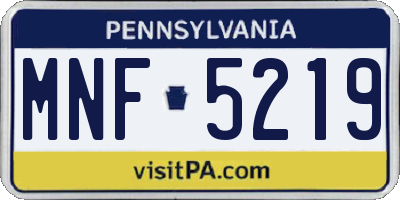PA license plate MNF5219