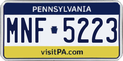 PA license plate MNF5223