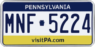 PA license plate MNF5224