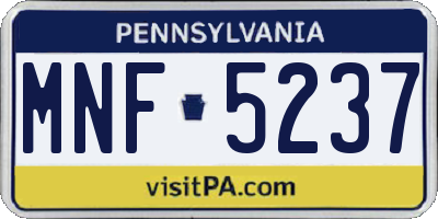 PA license plate MNF5237