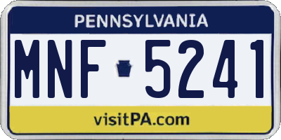 PA license plate MNF5241