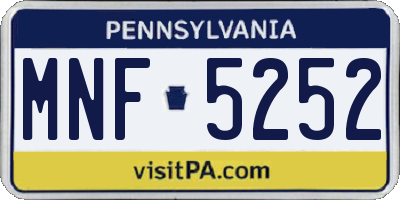 PA license plate MNF5252