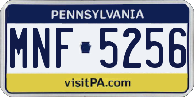 PA license plate MNF5256