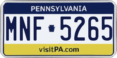 PA license plate MNF5265