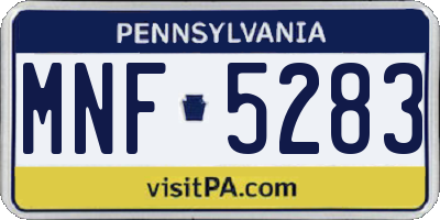 PA license plate MNF5283