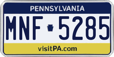 PA license plate MNF5285