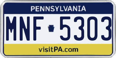 PA license plate MNF5303
