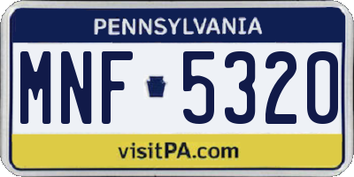 PA license plate MNF5320