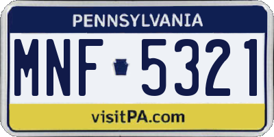 PA license plate MNF5321