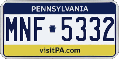 PA license plate MNF5332