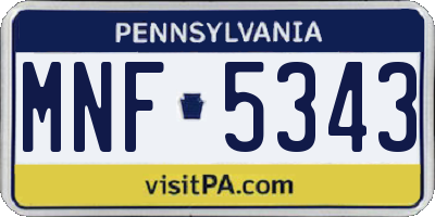 PA license plate MNF5343