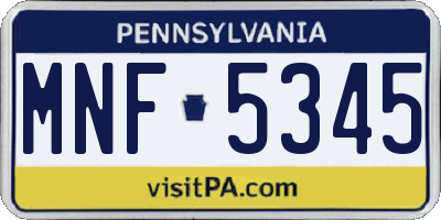 PA license plate MNF5345
