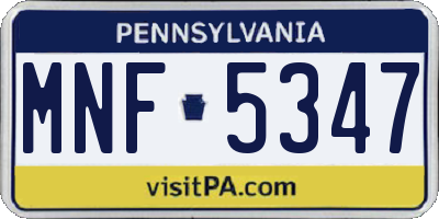 PA license plate MNF5347