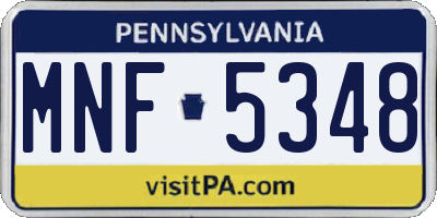 PA license plate MNF5348