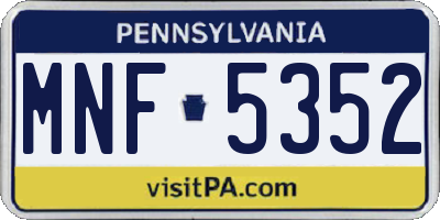 PA license plate MNF5352