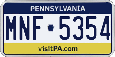PA license plate MNF5354