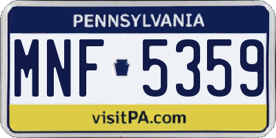 PA license plate MNF5359