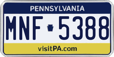 PA license plate MNF5388