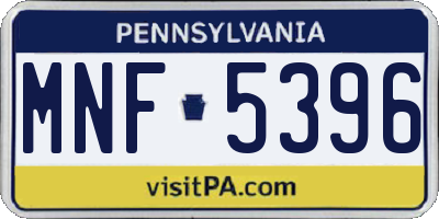 PA license plate MNF5396
