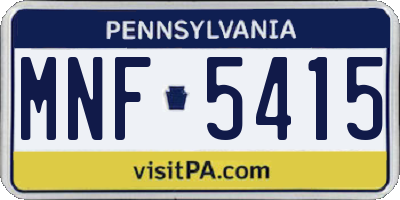 PA license plate MNF5415