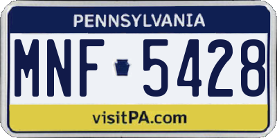 PA license plate MNF5428
