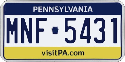 PA license plate MNF5431