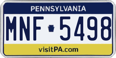 PA license plate MNF5498