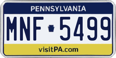 PA license plate MNF5499