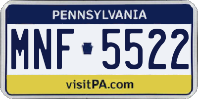 PA license plate MNF5522