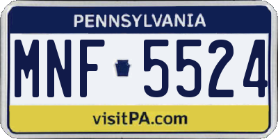 PA license plate MNF5524