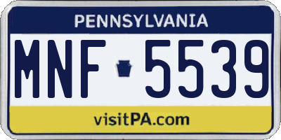 PA license plate MNF5539