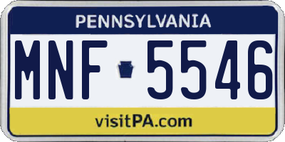 PA license plate MNF5546