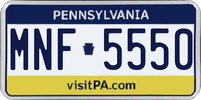 PA license plate MNF5550
