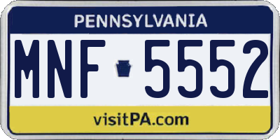 PA license plate MNF5552