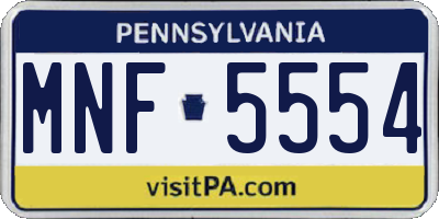 PA license plate MNF5554