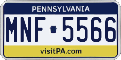 PA license plate MNF5566