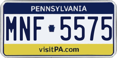 PA license plate MNF5575