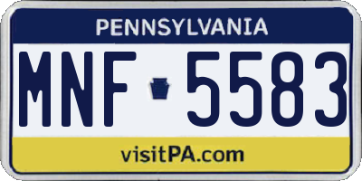 PA license plate MNF5583