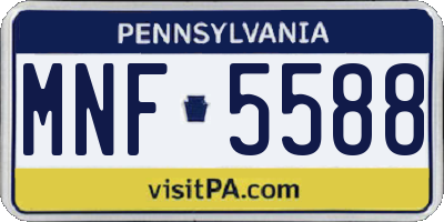 PA license plate MNF5588